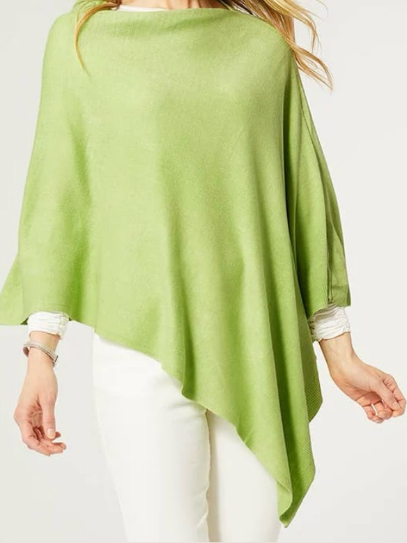 Light Green Women's Asymmetric Poncho Sweater